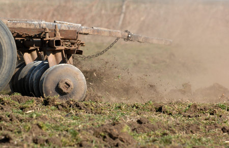 Tractor plowingの写真素材