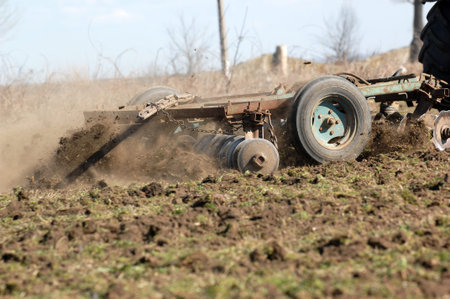 Tractor plowingの写真素材