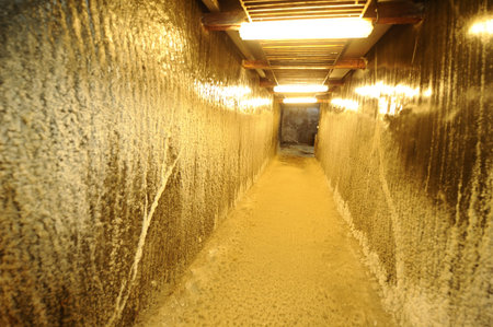 Interior of a salt mine in Romaniaのeditorial素材