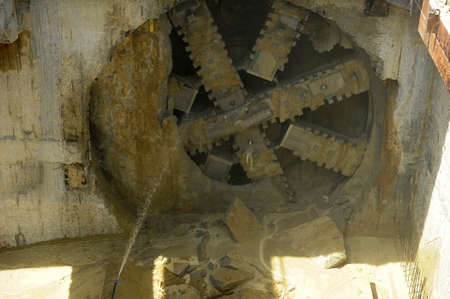 Tunnel boring machine drills undergroundの写真素材