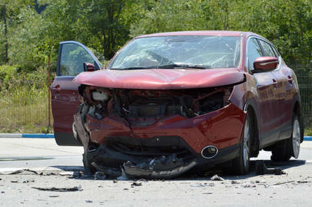 Crash where two cars are involvedの写真素材