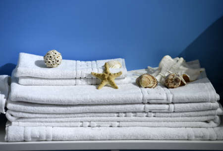 Set of white towelsの写真素材