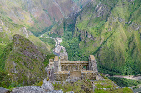 MACHU PICCHU, CUSCO REGION, PERU- JUNE 4, 2013: Panoramic view of Machu Picchu mountains from Huayna Picchuのeditorial素材