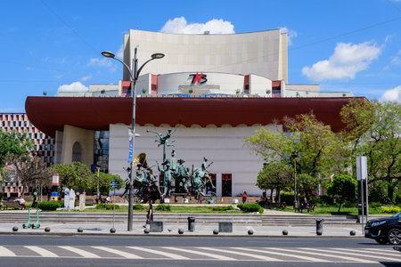 Bucharest, Romania - 6 May 2021: The National Theatre (Teatrul National) near the University Square...