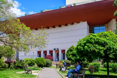 Bucharest, Romania - 6 May 2021: The National Theatre (Teatrul National) near the University Square (Piata Universitatii) in the city center in a sunny spring dayのeditorial素材