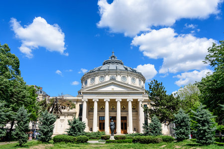 Old building of the Romanian Athenaeum (Ateneul Roman), a concert hall in the center of Bucharest,...