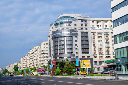 Bucharest, Romania - 6 June 2021: Blocks of flats near Bulevardul Decebal (Decebal Boulevard) close...