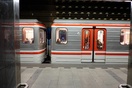 Prague, Czech Republic - January 25: Capture photo of Prague undergound on January 25, 2016 in Prague, Czech Republic.のeditorial素材
