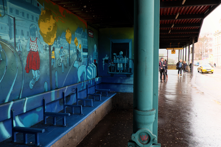 Prague, Czech Republic - January 25: Capture photo of Prague undergound on January 25, 2016 in Prague, Czech Republic.のeditorial素材