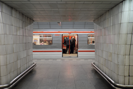 Prague, Czech Republic - January 25: Capture photo of Prague undergound on January 25, 2016 in Prague, Czech Republic.のeditorial素材