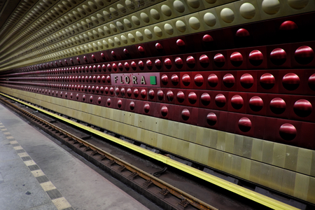 Prague, Czech Republic - January 25: Capture photo of Prague undergound on January 25, 2016 in Prague, Czech Republic.のeditorial素材