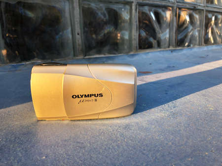 Zizkov, Czech Republic - February 27: Capture photo of the legendary point and shoot camera Olympusのeditorial素材