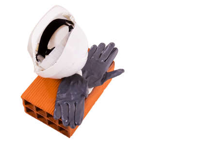 Construction gear isolated in whiteの写真素材