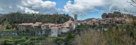 Panoramic view of Rupit beautiful town in the province of Barcelona in Catalonia