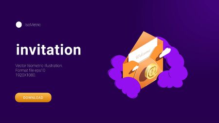 isometric concept. Invitation on party. Vector illustrationのイラスト素材