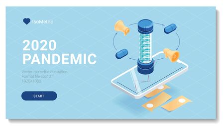 Science research, chemical laboratory equipment. Set of various test tubes, flask, jars and bottles with liquid, dropper, microscope, support stand, tools isometric glow iconsのイラスト素材