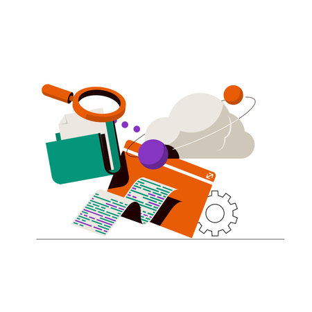 Server and workstations computing to each other in a cloud.のイラスト素材