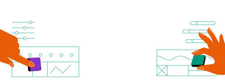 Vector illustration in modern flat linear style and infographic design elements - human resources concept -searching professional staff - remote team management and controlのイラスト素材