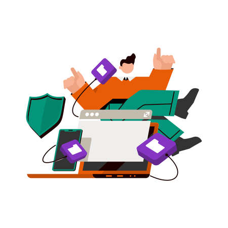 Flat concept of social media - vector illustrationのイラスト素材