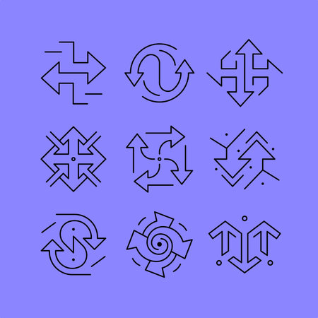 Set of line icons in the flat style. Business and technology, the arrow symbolizing the direction,...