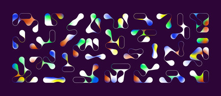 Set of simple gradient abstract random blob shapes and objects