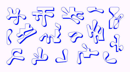 Set of linear objects in a modern style, the shape of a liquid tear,のイラスト素材