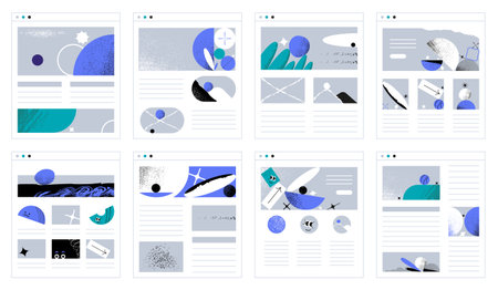 Set of four website mockup wireframe ui templates for sitemapのイラスト素材