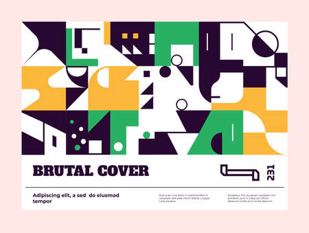 Urban landscape. Horizontal poster with a minimalistic design in the Bauhaus styleのイラスト素材