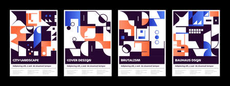 Urban landscape. Abstract poster with a minimalistic design in the Bauhaus styleのイラスト素材