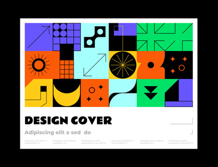 Horizontal background consisting of a set of abstract geometric futuristic figures with a thin line,...