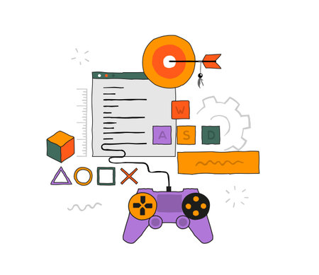 Modern Vector illustration with joystick and game parameters control configuration settings window...