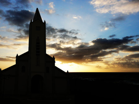 Landscape with sunsetの写真素材