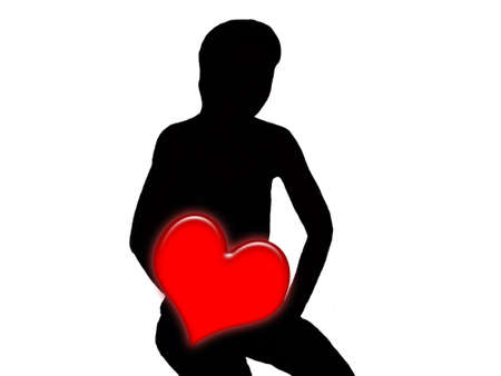 Silhouette of girl in loveの写真素材