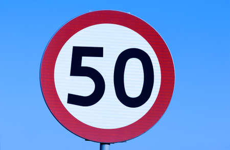Speed limit 50 kph road sign.の写真素材