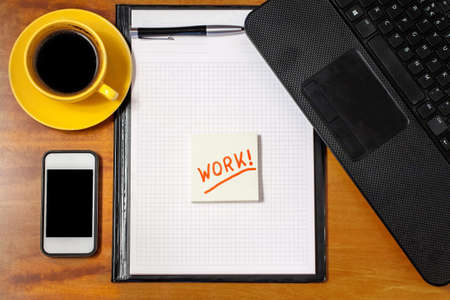 Office table top view.の写真素材