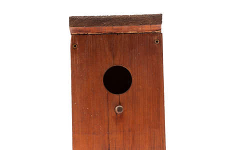 Isolated wooden bird feeder.の写真素材