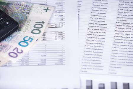 Calculator money statistics papers pen business boss conceptの写真素材