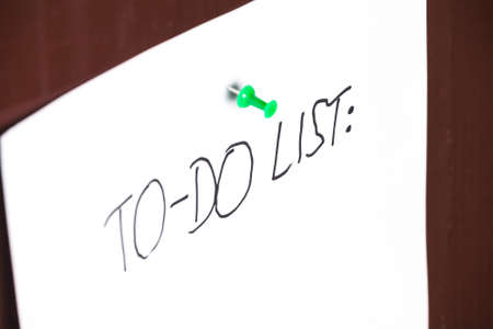 To do list abstract dark natural wooden brown background green pinの写真素材
