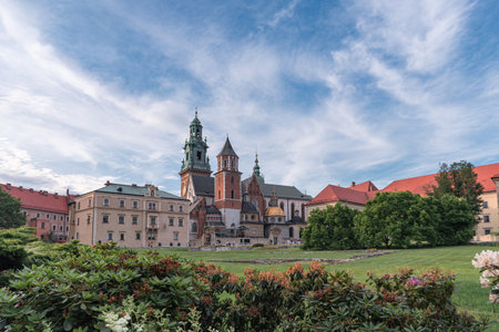 Krakow, Poland - July 2, 2019: Royal Castle and the Wawel Cathedral in Cracow, Poland.のeditorial素材