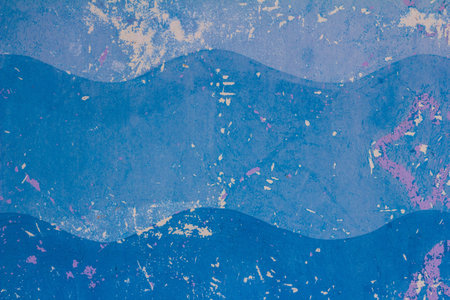 Wall with blue color wave and scratchの写真素材