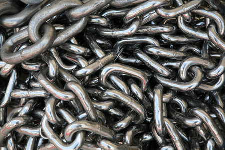 Shiny chrome chain  close up