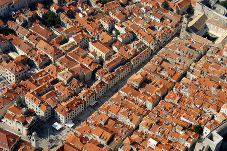 Aerial photo of the town Dubrovnik in Croatiaの写真素材