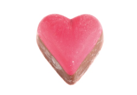 heart shaped chocolates for valentines day isolated on whiteの写真素材