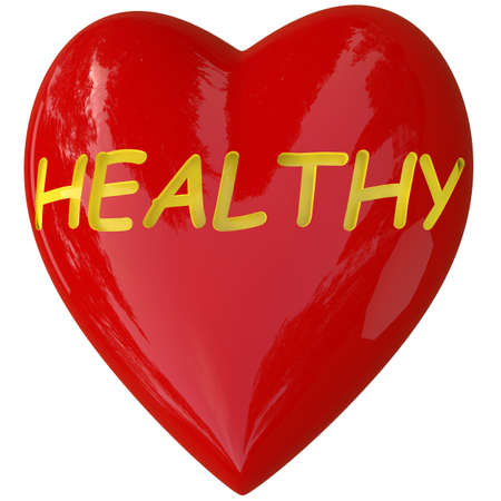 3D simulation of heart engraved with the word health isolated and with clipping pathの写真素材
