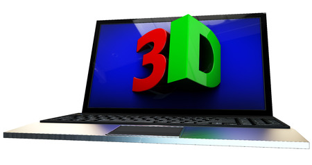 laptop screen concept 3d isolated on white の写真素材