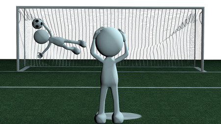 man pulling a penalty with clipping path の写真素材