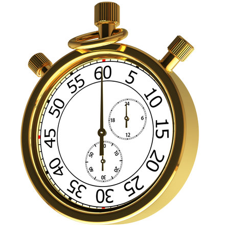 gold chronometer 3D rendering with clipping path