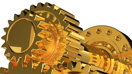 concept of maintenance and repair work done with golden gearsの写真素材