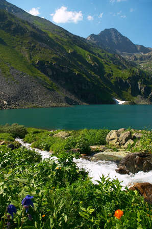 Silent lake, Altay Russiaの写真素材