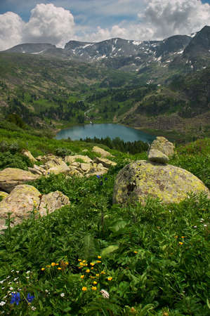 turquoise lake, Altayの写真素材